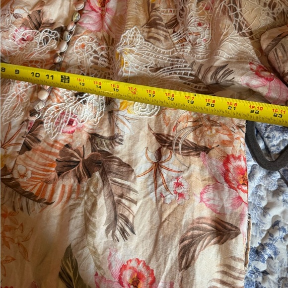 Boston Proper Floral linen embroidered Blouse - Pink and Cream - Picture 8 of 9